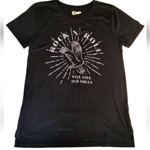 Hollister Black Rock N Roll Will Save Our Souls Shirt Sz. M